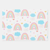 Feuille De Papier Cadeau Boho motif arc-en-ciel avec nuages pastel (Devant 3)