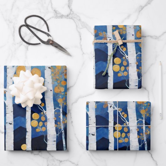 Feuille De Papier Cadeau Boho Mountain Aspen Tree Scene (Recto)