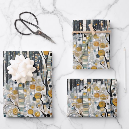Feuille De Papier Cadeau Boho Mountain Aspen Tree Scene (Recto)