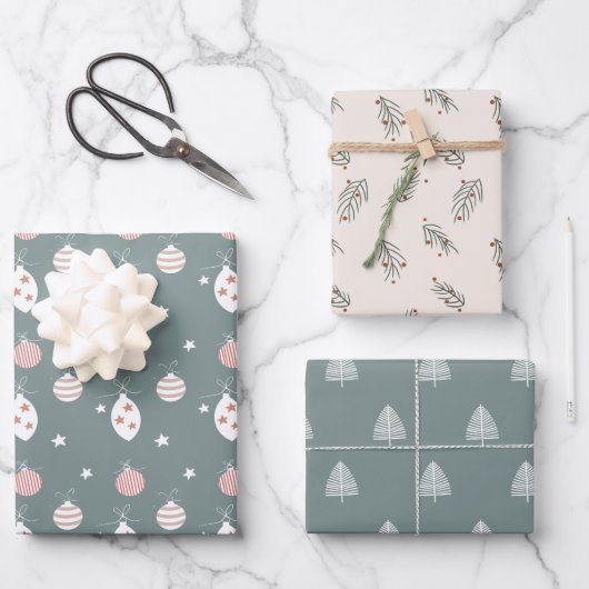 Feuille De Papier Cadeau Boho Noël Motifs (Recto)