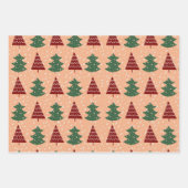 Feuille De Papier Cadeau Boho Peach Red Green Noël Trees de Noël (Devant)