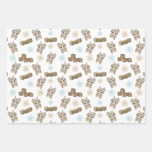 Feuille De Papier Cadeau Boho Penguin Baby Boy (Devant)