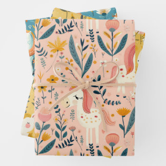 Feuille De Papier Cadeau Boho pépinière licornes, cadeau baby shower