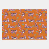 Feuille De Papier Cadeau Boho Pink Orange Jungle Tiger Animal Pattern (Devant 3)