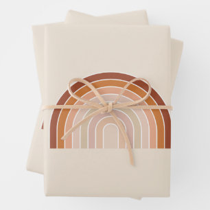 Feuille De Papier Cadeau Boho Rainbow Beige Terracotta