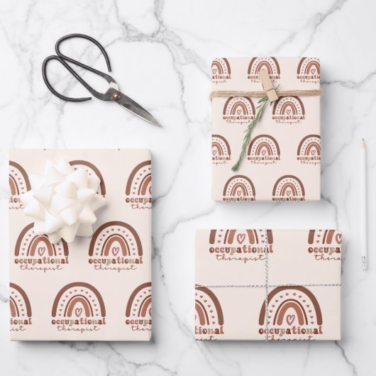 Feuille De Papier Cadeau Boho Rainbow OT ergothérapeute (Recto)