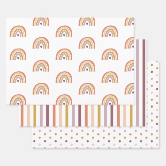 Feuille De Papier Cadeau Boho Rainbow Peach Purple Baby shower (Lot)