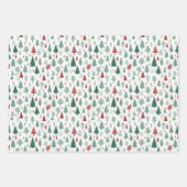 Feuille De Papier Cadeau Boho Red Green Noël Arbres vacances (Devant 2)