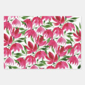 Feuille De Papier Cadeau Boho Rose Aquarelle Fleurs Bourgogne Blanc (Devant 3)