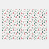 Feuille De Papier Cadeau Boho rose vert de Noël Arbres de vacances saisonni (Devant 3)