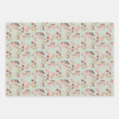 Feuille De Papier Cadeau Boho Rouge rose vert Aquarelle Sauvages (Devant)