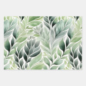 Feuille De Papier Cadeau Boho Sage Vert Aquarelle Motifs botaniques (Devant)