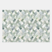 Feuille De Papier Cadeau Boho Sage Vert Aquarelle Motifs géométriques (Devant 3)