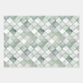 Feuille De Papier Cadeau Boho Sage Vert Aquarelle Motifs géométriques (Devant 2)