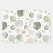 Feuille De Papier Cadeau Boho Sage Vert Beige Aquarelle Abstraite (Devant 3)