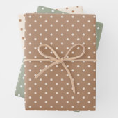 Feuille De Papier Cadeau Boho Simple Modern Brown Sage Neutral Polka Dot (En situation)