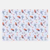 Feuille De Papier Cadeau Boho Western Christmas Collection - Bleu (Devant)