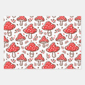 Feuille De Papier Cadeau Bois à l'automne motif champignon Aquarelle (Devant)