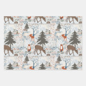 Feuille De Papier Cadeau Bois Animaux Bois d'hiver (Devant)