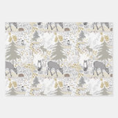 Feuille De Papier Cadeau Bois Animaux Bois d'hiver (Devant)