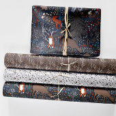 Feuille De Papier Cadeau Bois Animaux Bois d'hiver