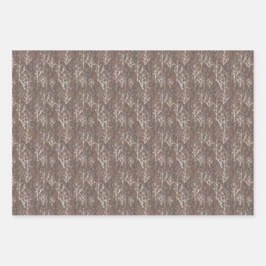 Feuille De Papier Cadeau Bois Animaux Bois d'hiver (Devant 2)