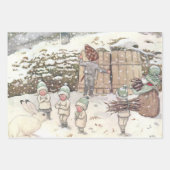 Feuille De Papier Cadeau Bois Animaux et enfants Elsa Beskow (Devant 2)