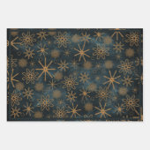 Feuille De Papier Cadeau Bois Animaux Noël Turquoise (Devant)