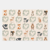 Feuille De Papier Cadeau Bois Bébé Forêt Animal (Devant)