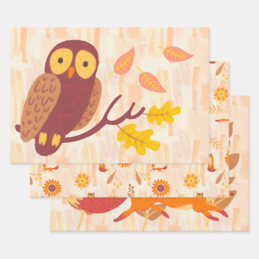 Feuille De Papier Cadeau Bois d'automne (Lot)