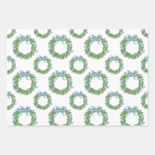 Feuille De Papier Cadeau Bois de Noël bleu (Devant)