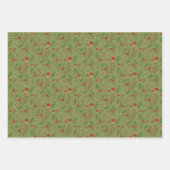 Feuille De Papier Cadeau Bois de Noël Rouge et Vert (Devant)