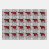 Feuille De Papier Cadeau bois rustique cerf de noël d'ours rouge buffle chè (Devant)