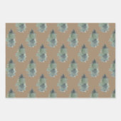 Feuille De Papier Cadeau Bois rustique d'hiver Kraft Arbres d'épinette bleu (Devant 3)