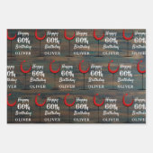 Feuille De Papier Cadeau Bois rustique Vin rouge 60e anniversaire (Devant 2)