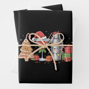 Feuille De Papier Cadeau Boisson de Noël Cocktail Espresso Martini Fête