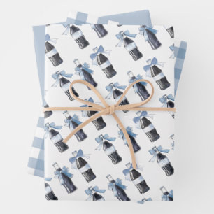 Feuille De Papier Cadeau Boisson gazeuse bébé bleu prêt à éclater