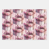 Feuille De Papier Cadeau Boîtes cadeaux en rose & rayures (Devant)