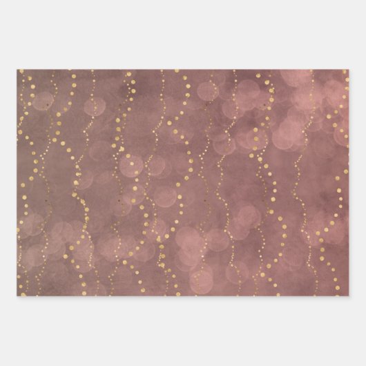 Feuille De Papier Cadeau Bokeh Golden Lights Noël (Devant 3)