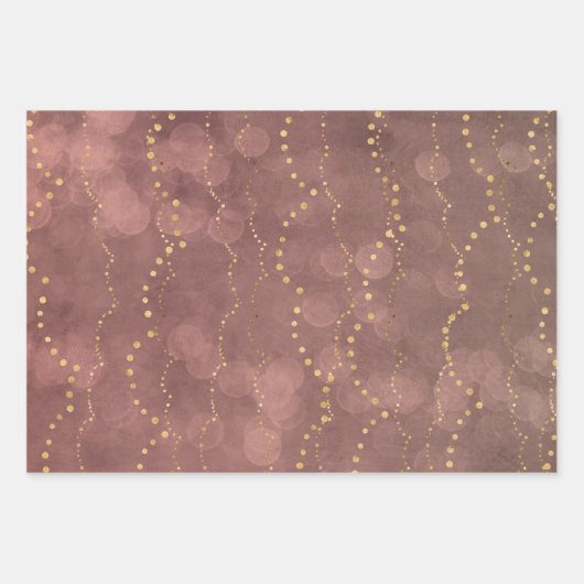 Feuille De Papier Cadeau Bokeh Golden Lights Noël (Devant)