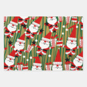 Feuille De Papier Cadeau Bold Santa and Stripes Kitsch (Devant)