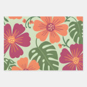 Feuille De Papier Cadeau Bold Tropical Hibiscus & Monstera Leaf (Devant 2)