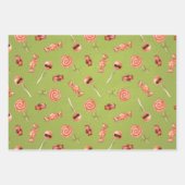 Feuille De Papier Cadeau Bonbons et crânes d'Halloween amusants (Devant 2)