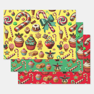 Feuille De Papier Cadeau Bonbons et friandises de Noël Clipart
