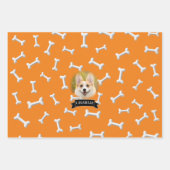 Feuille De Papier Cadeau Bones Motif Chien Nom Personnalisé (Devant)