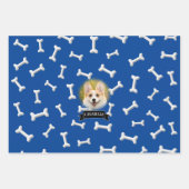 Feuille De Papier Cadeau Bones Motif Chien Nom Personnalisé (Devant)