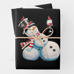 Feuille De Papier Cadeau Bonhomme de neige avec vin Noël Cadeau de Noël drô