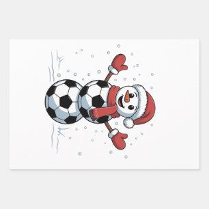 Feuille De Papier Cadeau Bonhomme de neige Football Noël Père Noël Baseball