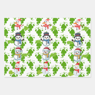 Feuille De Papier Cadeau Bonhommes de neige qui pètent Noël