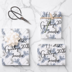 Feuille De Papier Cadeau Bonjour 2023 Adieu 2022